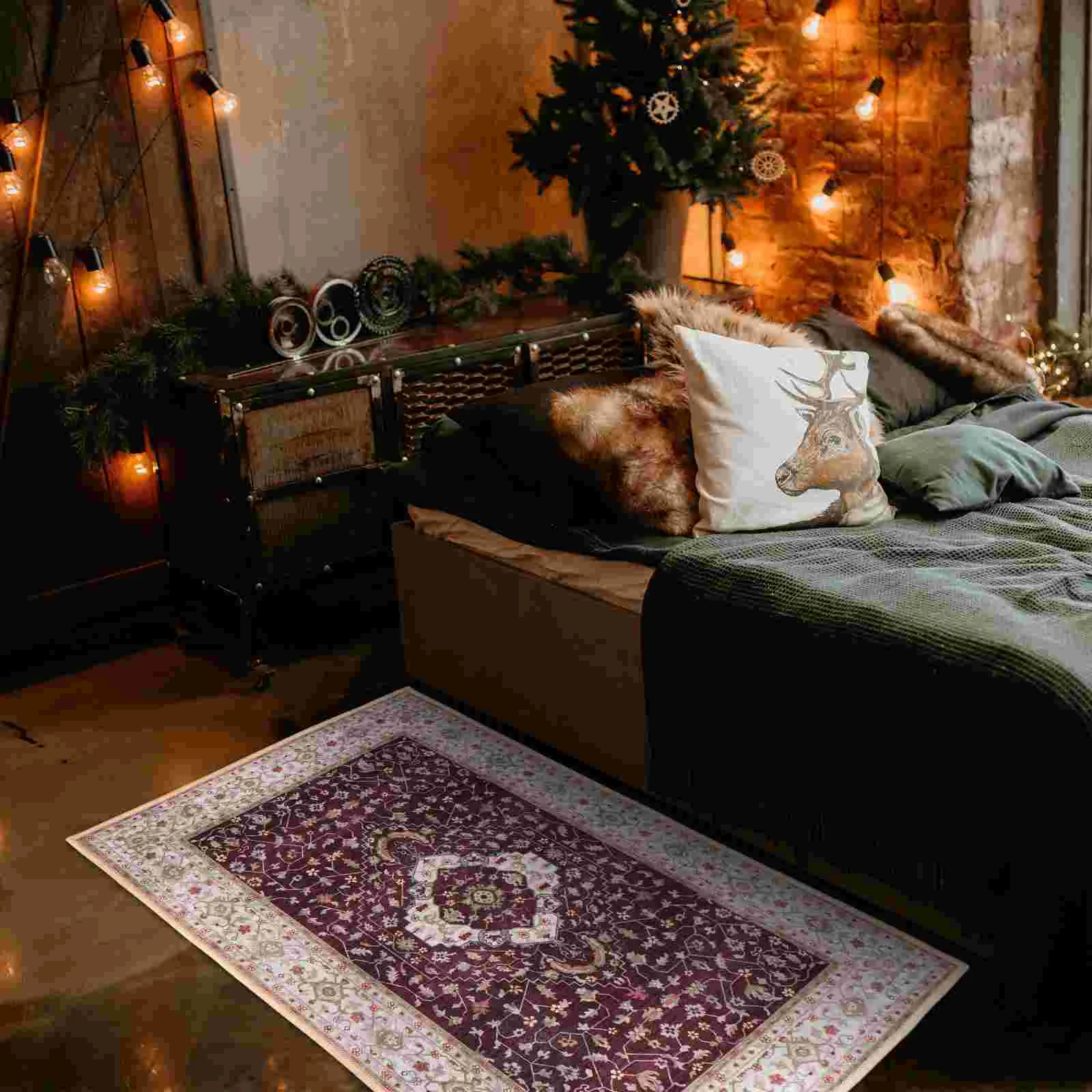 

Persian Printed Carpet Floor Mat Ethnic Style Sofa Cushion Machine Washable Rug