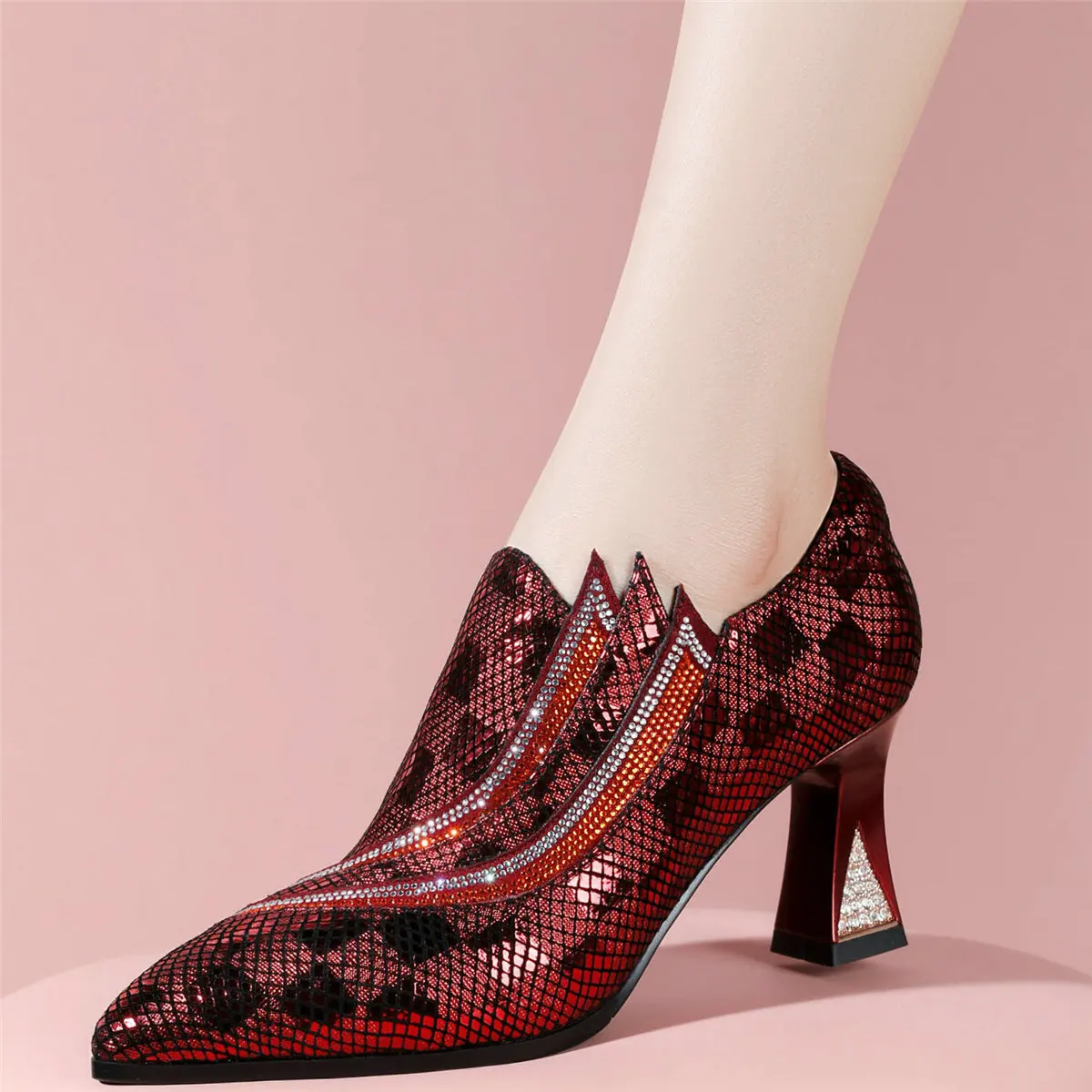 

Summer Rhinestones Wedding Party Shoes Women Shiny Glitter High Heel Pumps Female Pointed Toe Gladiator Sandals Casual Shoes