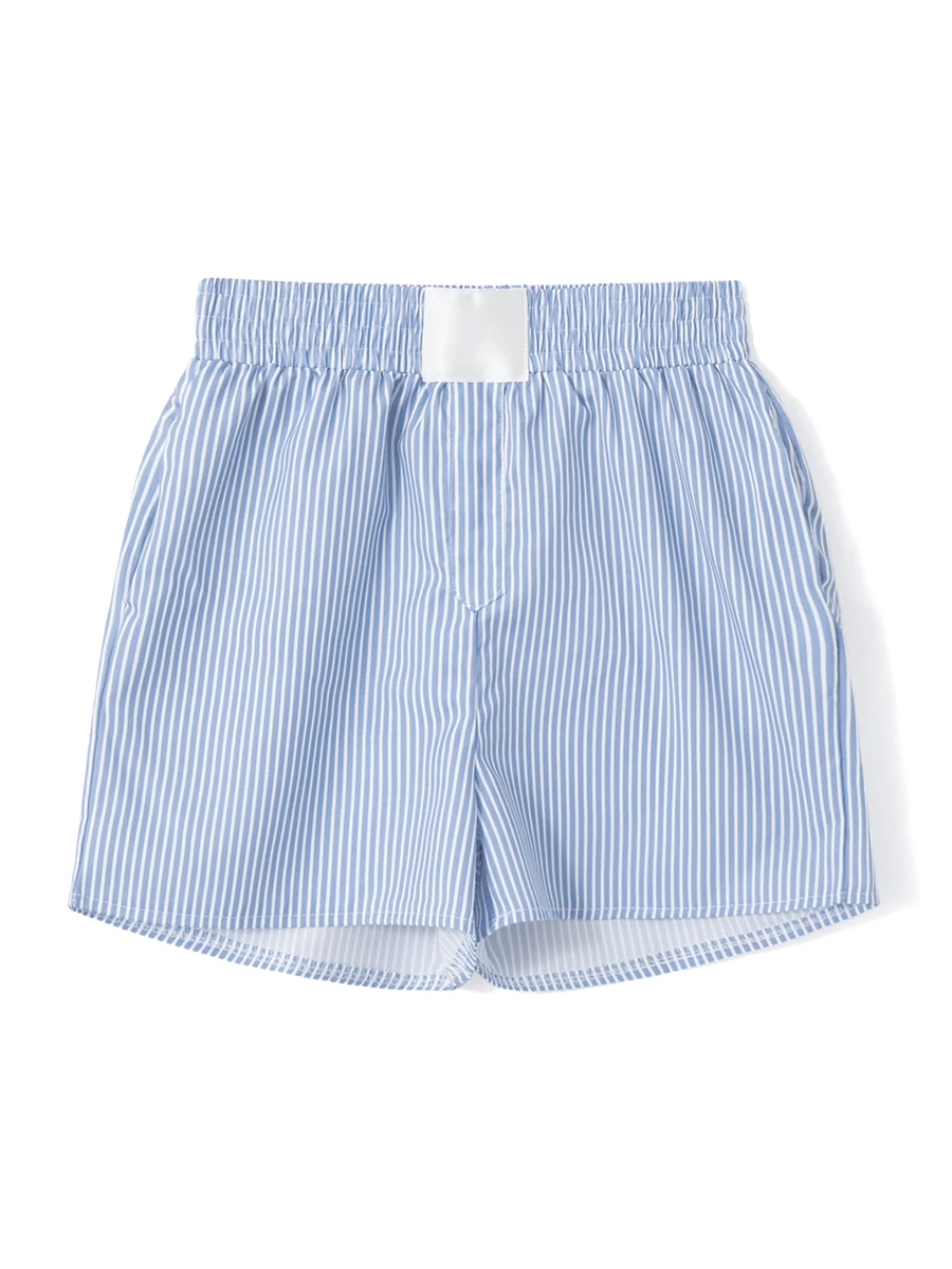 

Womens Plaid Striped Boxer Shorts Elastic Waist Pajama Shorts Cute Gingham Sleepwear Y2k Sleeping Pj Micro Shorts