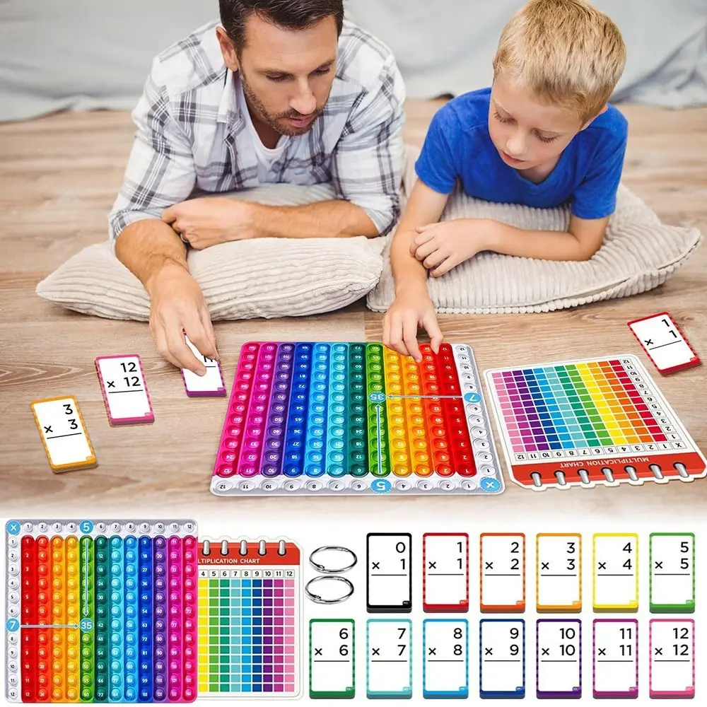 Times Table Chart Multiplication Flash Card with Multi-Math Cards Learning Tool Pop-It Math Fidget Toy Preschool Education 5