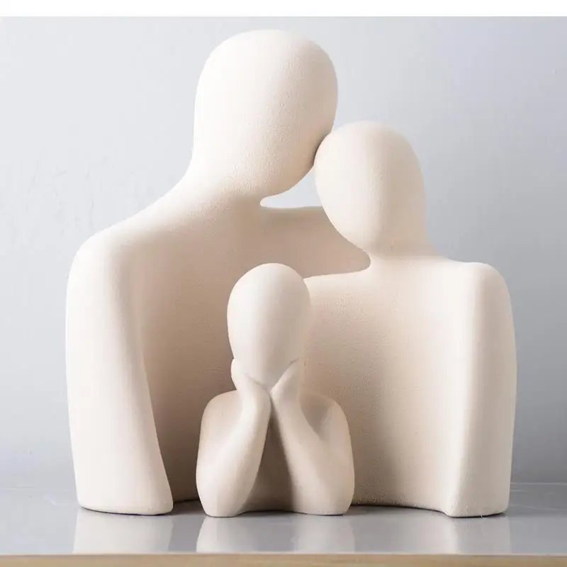 

Statues for Decoration Ceramic Art Crafts Abstract Figure Sculpture Family Couple Hugging Nordic Home Decoration Accessories