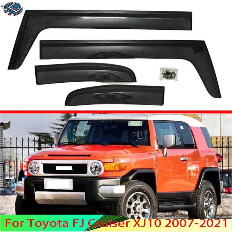 

For Toyota FJ Cruiser XJ10 2007-2021 Plastic Exterior Visor Vent Shades Window Sun Rain Guard Deflector 4pcs 2010 2012 2015 2018