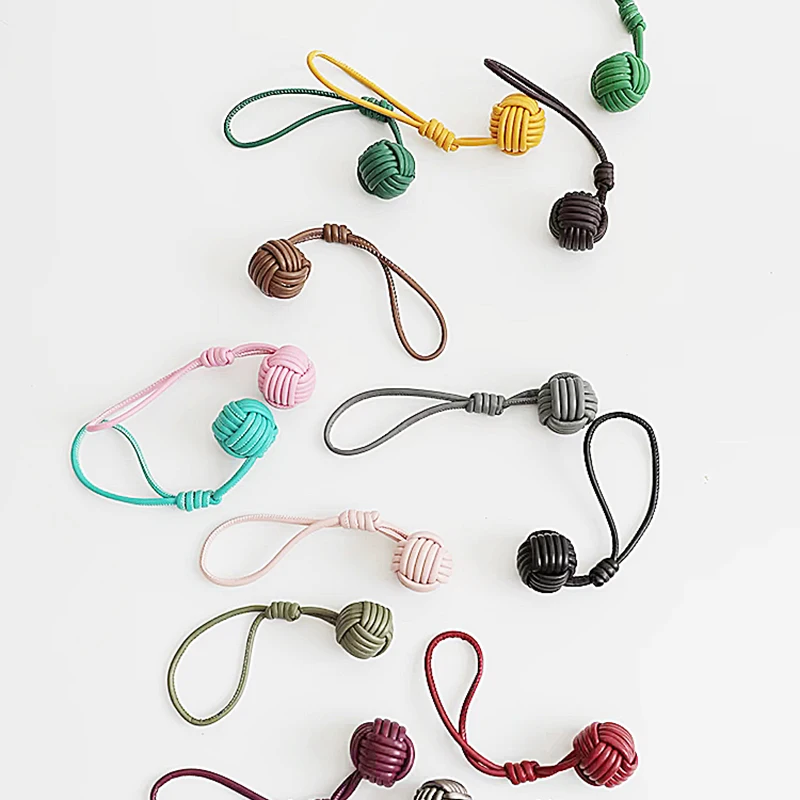 Handmade Luxury PU Leather Weave Ball Pendant - Fashionable Handbag Decoration Wholesale Gift