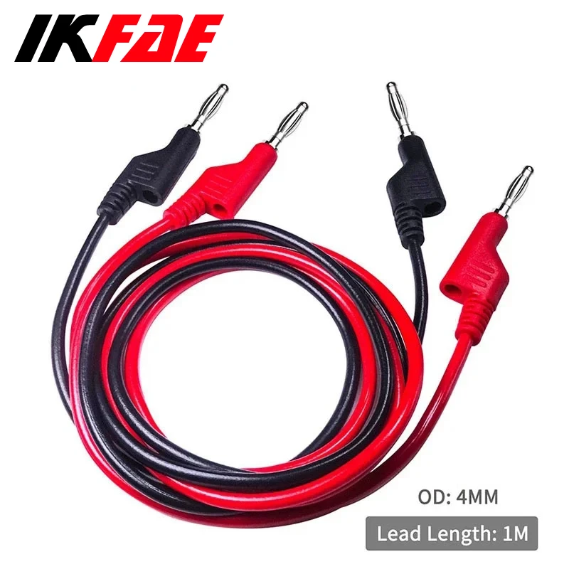 IKFAE 멀티 미터 테스트 리드 소프트 PVC 케이블, 2 PCs, 5PCs, P1036 듀얼 4mm, 쌓을 수 있는 구리 바나나 플러그, 1 계량기 케이블, 1000V, 15A