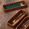 Imitation Rattan Storage Basket Faux Wicker Tray Plastic Picnic Basket Bread Food Plate Fruit Box Desk Decoration 3