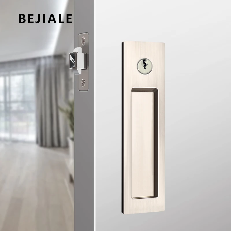 Fechadura da Porta Deslizante Invisível com Chave Escondida Gancho Duplo de Madeira Banheiro Interno Cozinha e Quarto