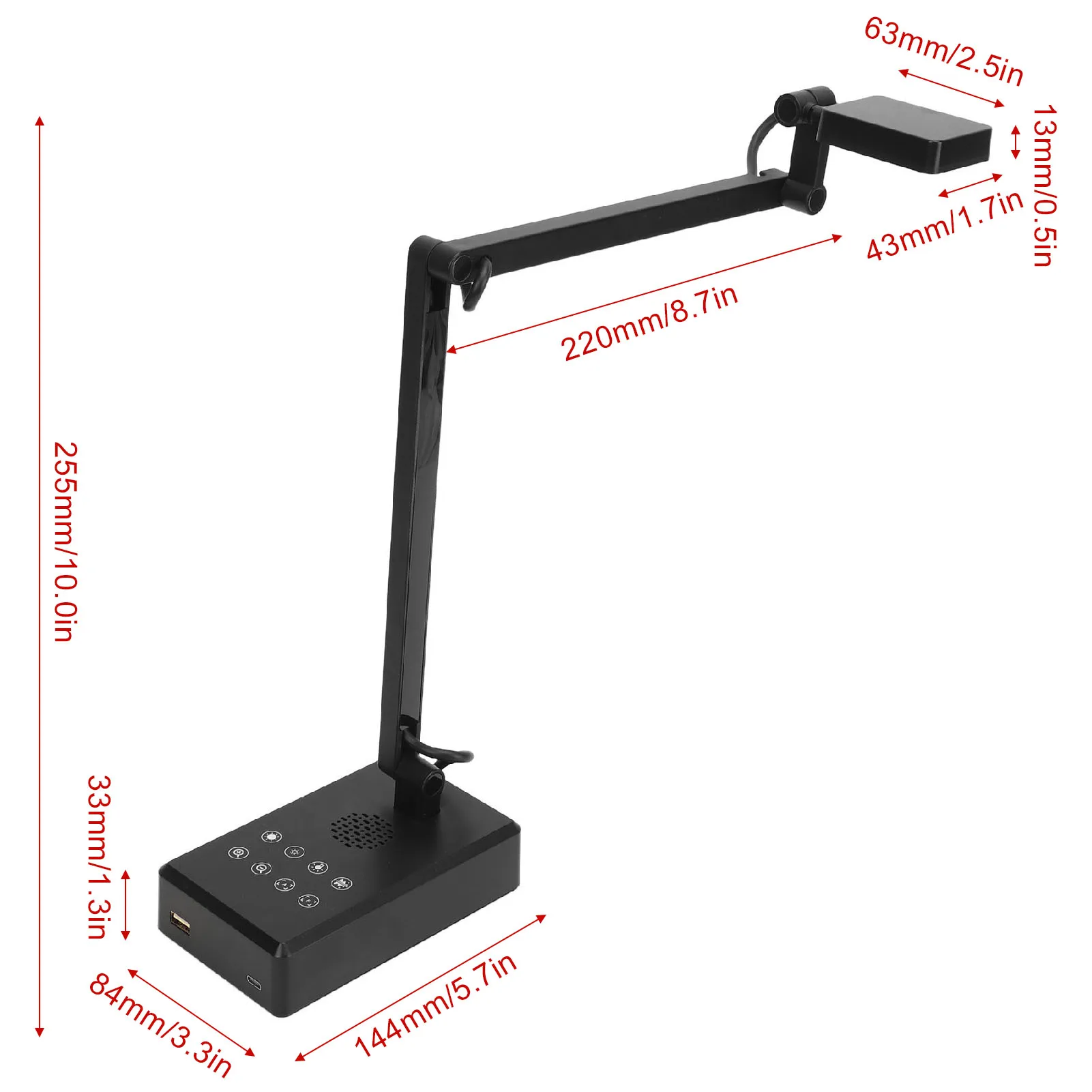 다기능 멀티 앵글 조정 USB 문서 카메라, 플러그 앤 플레이, 원격 학습용 웹캠, 3840x3104, 16MP