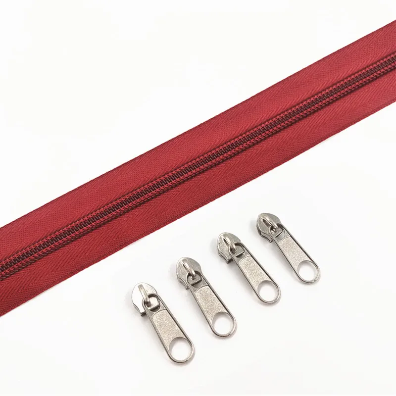 1/2/3/5/8/10 Meters 5# Long Nylon Zippers Rolls with 2/4/6/10/16 /20 Pieces Zipper Slider For Tailor Sewing Accessories