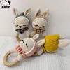 Baby Wooden Teether Crochet Cartoon Bunny Baby Rattle Toys Wooden Ring Rodent Toys Mobile Gym Kids Newborn Educational Toys Hand 1