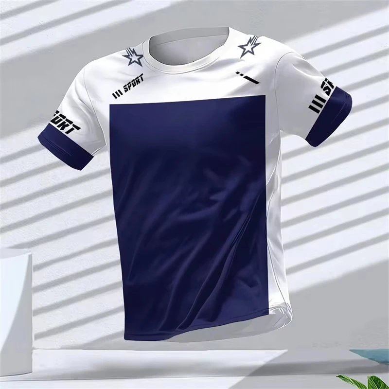 T-shirt sportive da corsa alla moda per uomo, estive, casual, per fitness all'aperto, con stampa 3D, ampie e traspiranti. - immagine 3