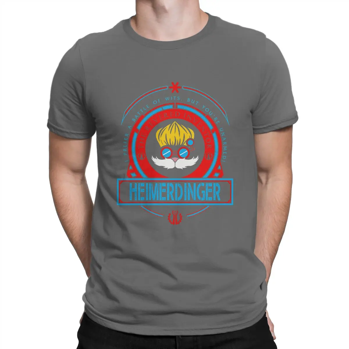 thumbnail image 1 of Camiseta hipster HEIMERDINGER para hombre, de algodón, cuello redondo, de manga corta, de Arcane League of Legends, LOL Game, 1 of 7