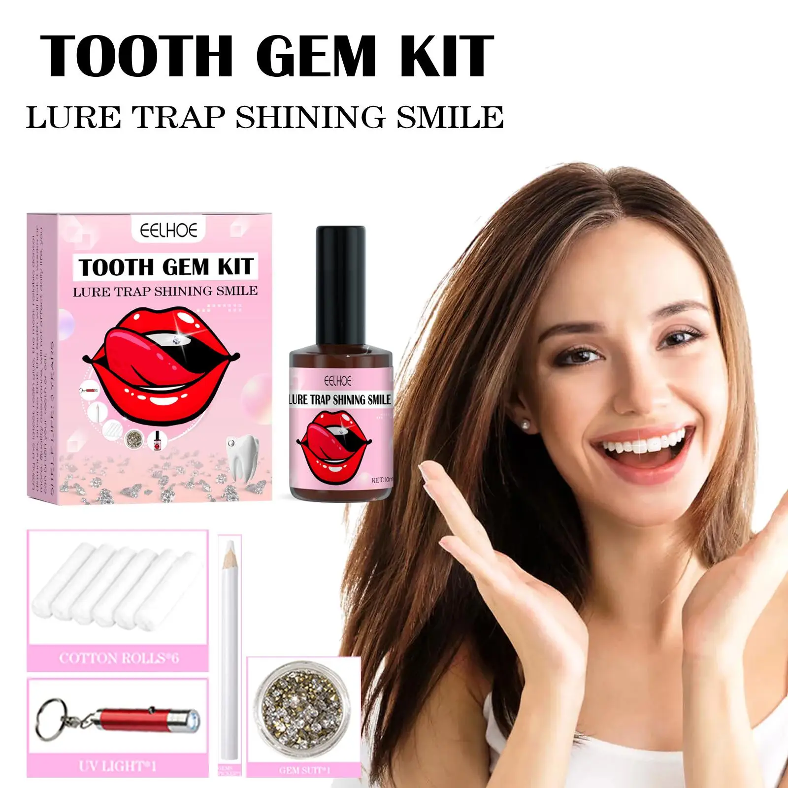 Diy Tooth Gem Kit With Curing Light And Glue Crystals Teethjewelry Starter  Kit Tiktok Diamonds Gems Kit Orthodontics Product