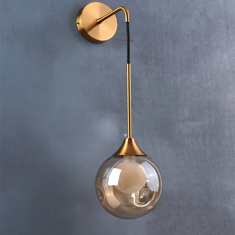 Modern Led Wall Lamp Glass Ball Gold Sconce Lighting Indoor Living Bedroom Kitchen Fixture Bedside Decor Luminaire Nordic Light