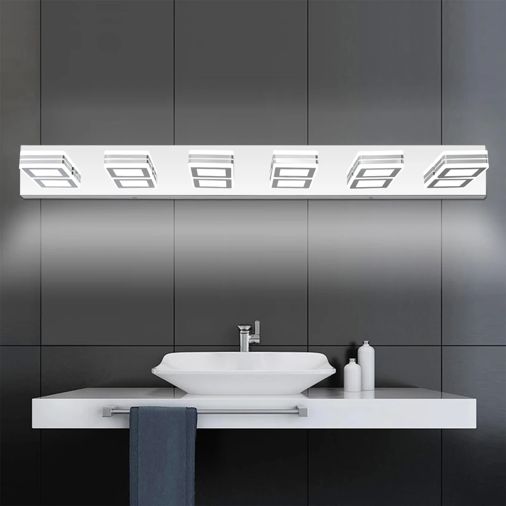 LED Modern Chrome Makeup Light, 6-Lights Acrylic Chrome Makeup Mirror Light Mirror Light Bathroom Vanity