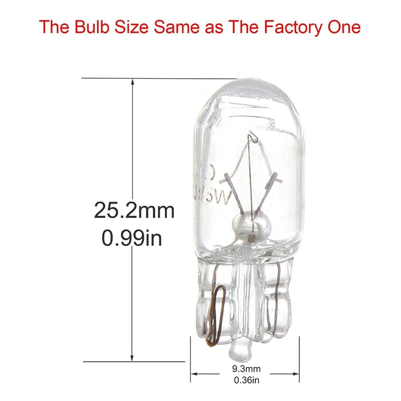 Car T10 12V 5W 168 194 W5W Halogen Light Bulb Instrument Cluster Gauge Dash Lamp Reading Lights 10 Pack Warm White car halogen light bulb