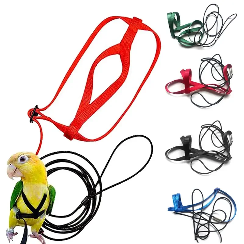 4 Colors Parrot Harness 1.2m/1.3m Pet Birds Leash Outdoor Flying Traction Straps Band Adjustable Anti-Bite Training Rope pet harness rabbit harness and leash set rabbit harness set small pet leash