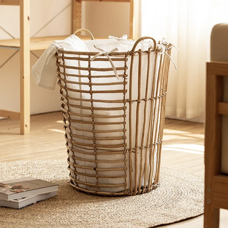 

Nordic Wind Household Dirty Clothes Basket Living Room Rattan Sundries Storage Basket Children Room Toy Basket Multi-functional