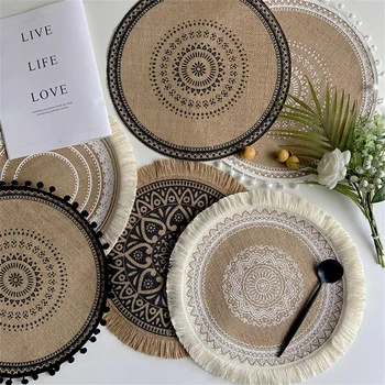 Round Jute Tassel Placemat 1