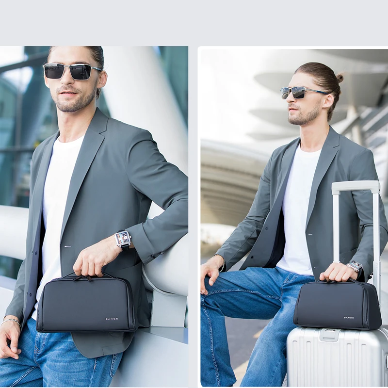 BANGE Men Toiletry Bag Travel Ladies Cosmetic Bag Toiletries Organizer Waterproof Makeup Storage Bry and Wet Separation Handbag 2