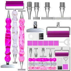Enhanced Diamond Art Pen Set - Ergonomic Design with Versatile Stainless Steel Nibs and Correction Tip, Set of 17 (17pcs Purple - 5 Tips)