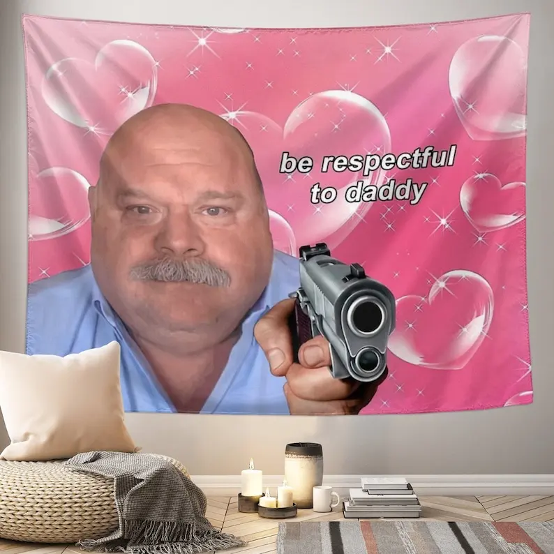 Daddy Winkle Bertram Tapestry Funny Meme Tapestry Wall Hanging Be Respectful to Daddy Posters Dorm Backdrop Party Bedroom