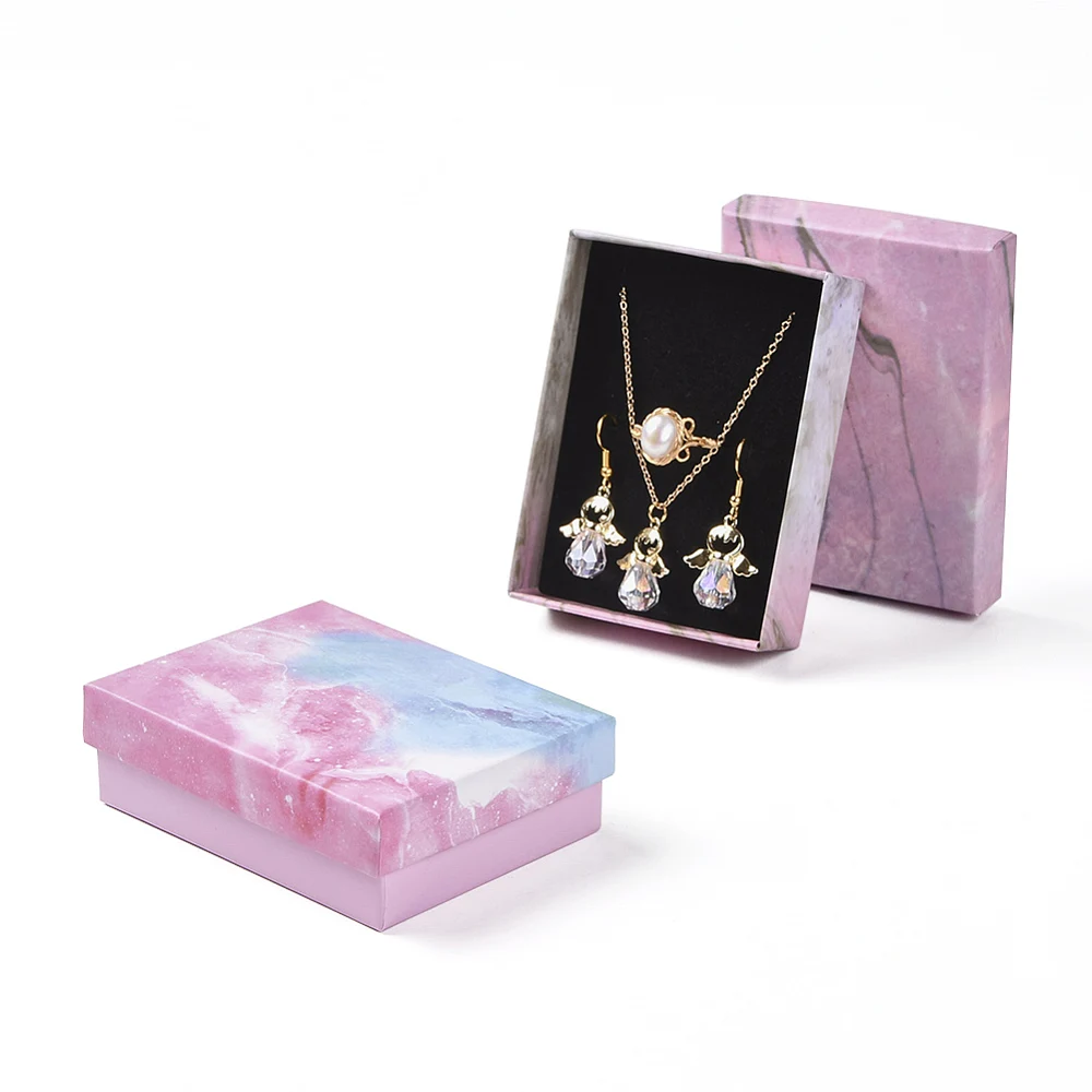 24 Stück quadratische himmelblaue Ringboxen aus Karton mit Schaumstoffeinlage, Schmuck-Präsentations- und Geschenkverpackungsbox für Hochzeiten und Partys – Detail 7