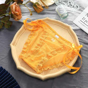 Intimo da donna, puro cotone, cavallo antibatterico, sexy e traspirante, pizzo estivo, stile giapponese, mutandine triangolari in seta ghiacciata per ragazze