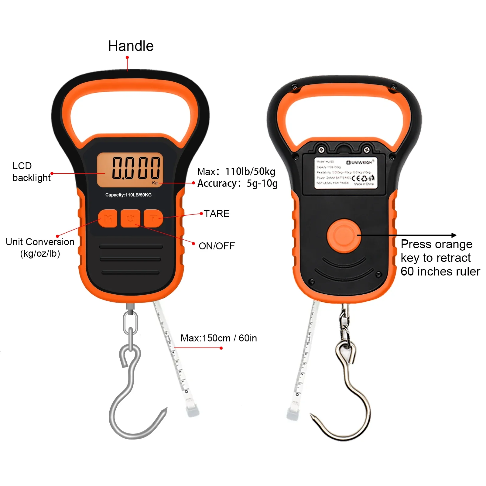 Mini Digital 50kg Luggage Scale LCD Handheld Traveling Hand Luggage Scale Portable Electronic Scale,Fishing Tools