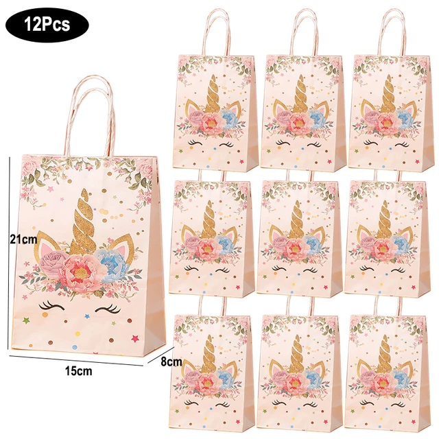 12 Pcs Sac Cadeau, Sac Cadeau Anniversaire Enfant, Sacs de Bonbons en  Papier Kraft Avec Poignées, Pochette Cadeau Dessin Animé, pour Célébrations  de Fête, Le thème de la fête, Anniversaire : 