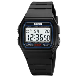 SKMEI Men's Digital Sport Waterproof Chrono Date Week Wristwatch (Black white)