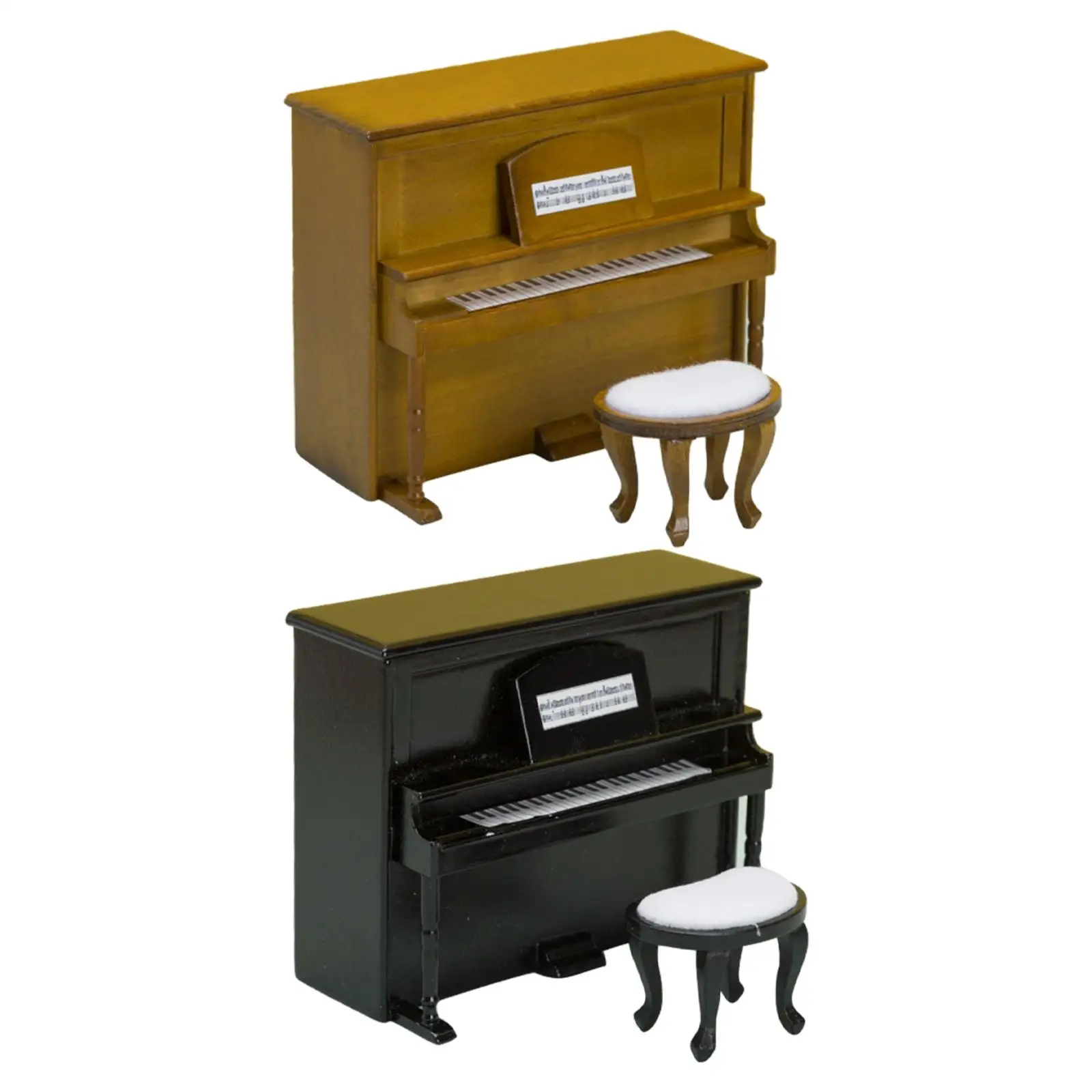 

Small Piano Model Ornaments Dollhouse Furniture, 1/12 Dollhouse Piano Model, Miniature Upright Piano with Stool