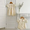 Infant Baby Girls Lace Collar Dress Rompers Sisters Clothes Kids Girls Embroider Flower Princess Dress Family Clothes Rompers 2