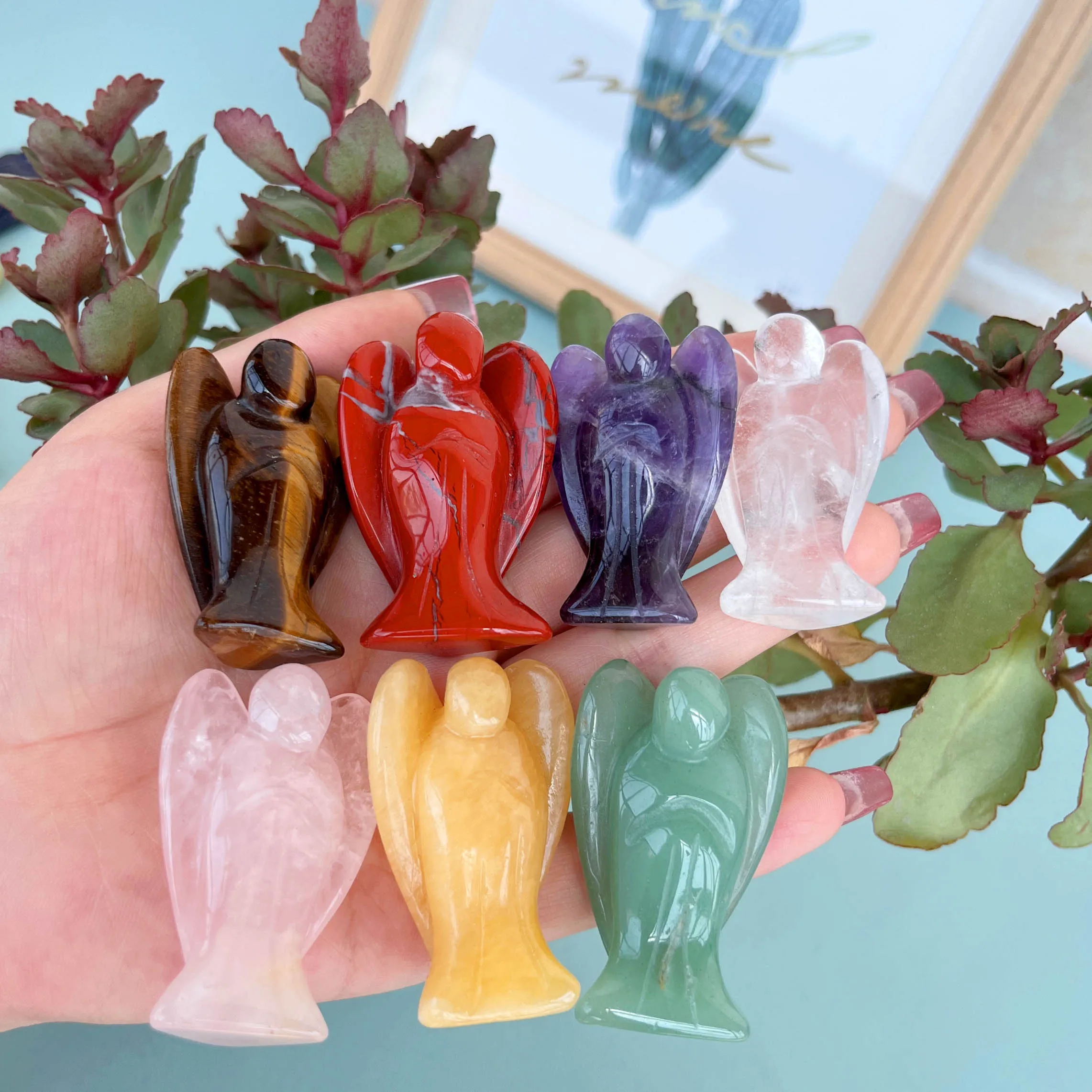 Sculpté Thérapeutique Opale Gemme Paix Poche Ange Ailes Figurine Statue 5.1cm EB - Foto 5