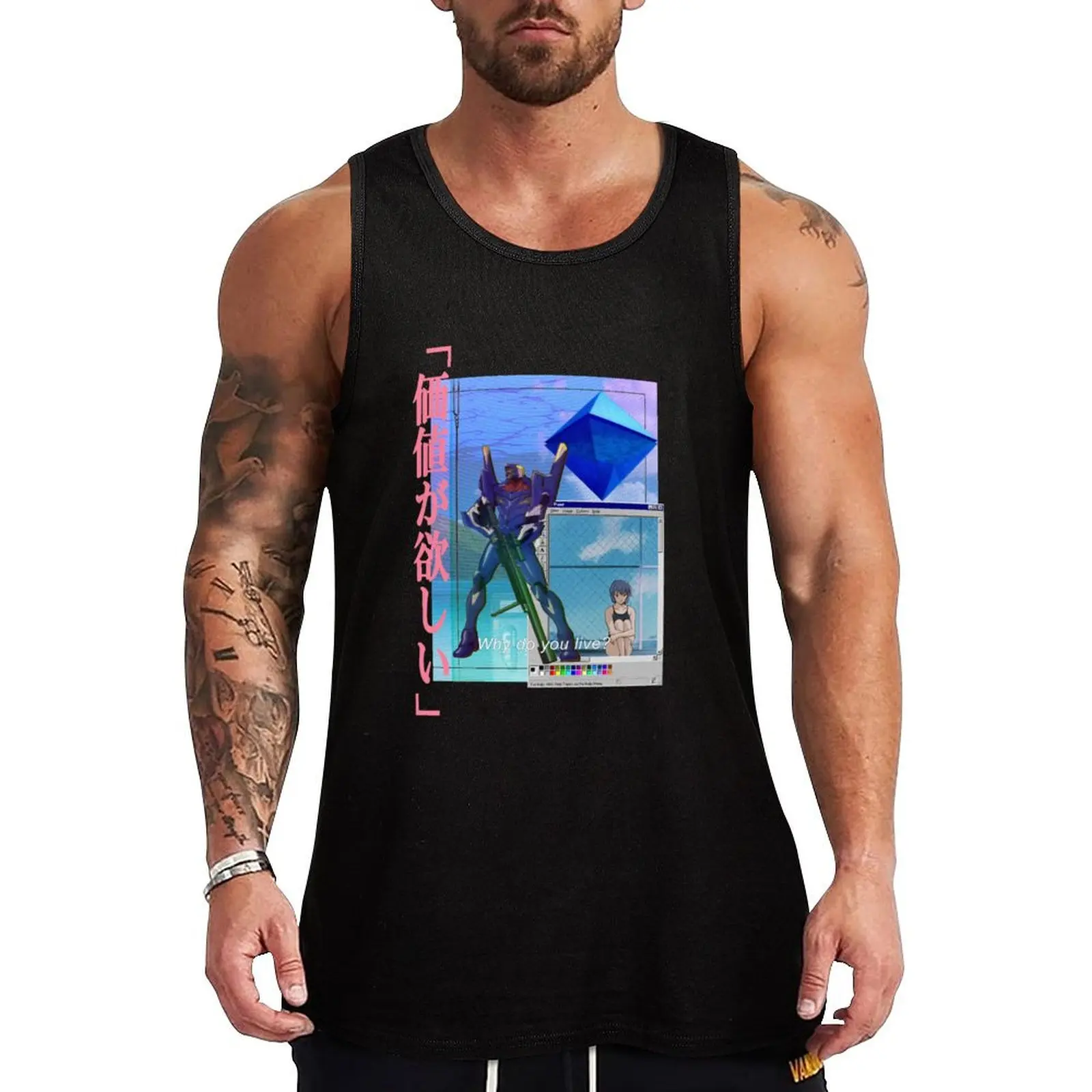 REI AYANAMI VAPORWAVE Tank Top Bodybuilding shirt cotton t-shirts man