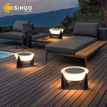 Lampada da palo solare per esterni, colonna da esterno, luce da pilastro, 3000K, IP65, illuminazione da giardino, per patio, recinzione, ponte, superficie piatta 1