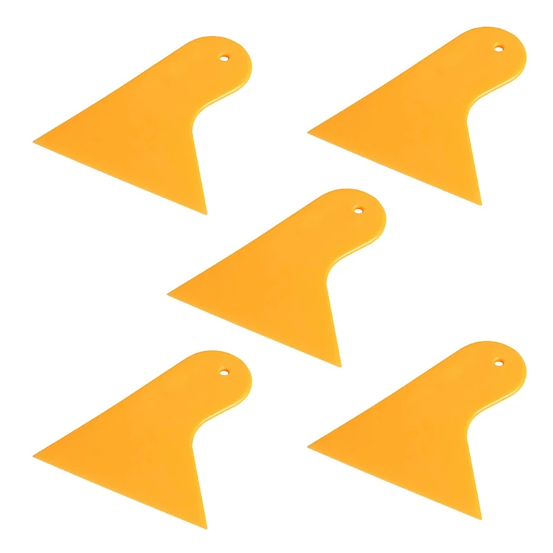 5X Plastic Yellow Auto Car Window Sticker Film Scraper Squeegee Cleaning Tool 10.5X9.5Cm