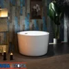Contemporary Freestanding Acrylic Bathtub Soaking Tub White Brushed Nickel Drain/Overflow 1