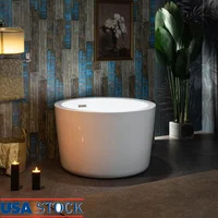 Contemporary Freestanding Acrylic Bathtub Soaking Tub White Brushed Nickel Drain/Overflow 1
