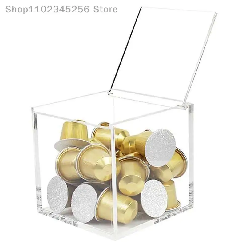 Coffee Storage Box 1pcs Acrylic Capsule Transparent Dustproof Case With Lid For Home Bar Office Restaurant