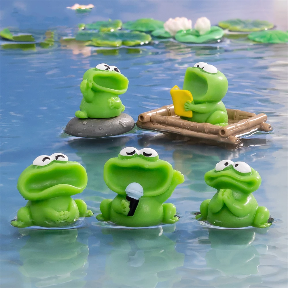 1 Pcs Realistic Resin Cute Frog Doll Miniatures & Figurines Crafts Room Home Decor Tabletop Car Ornaments Decorations