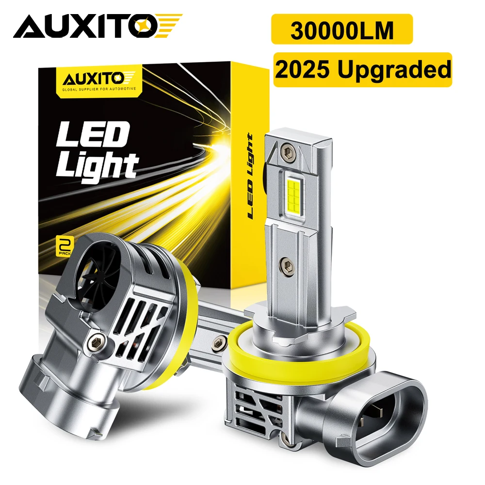 AUXITO 2025 Upgraded H11 H8 9005 HB3 9006 LED Headlights Canbus No Flickering Car High Low Beam Turbo 30000LM