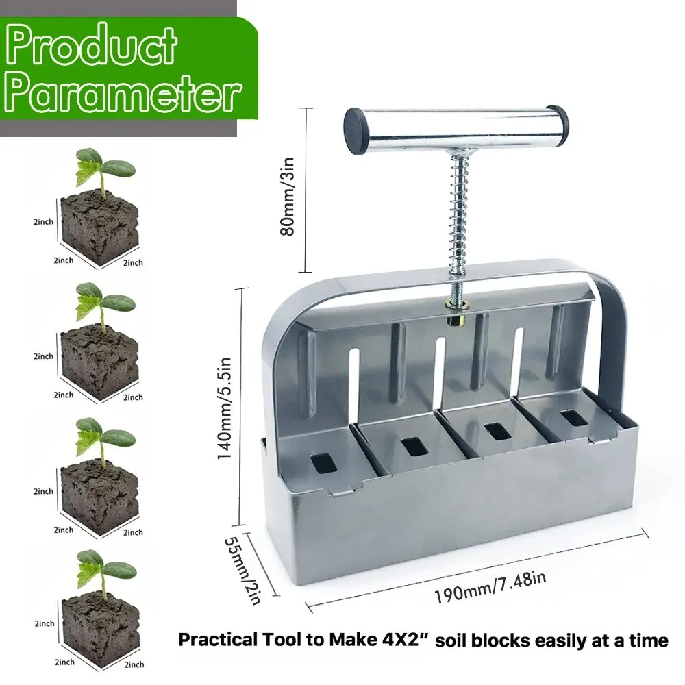 Handheld Soil Block Maker - 2 Inch Seedling Tool for Greenhouse Gardening