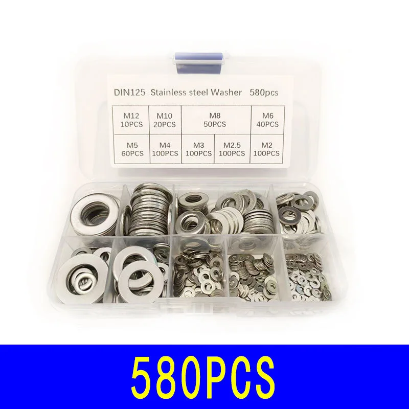 Premium Stainless Steel Flat Washer Assortment - Smooth, Thin Metal Gaskets for Versatile Applications