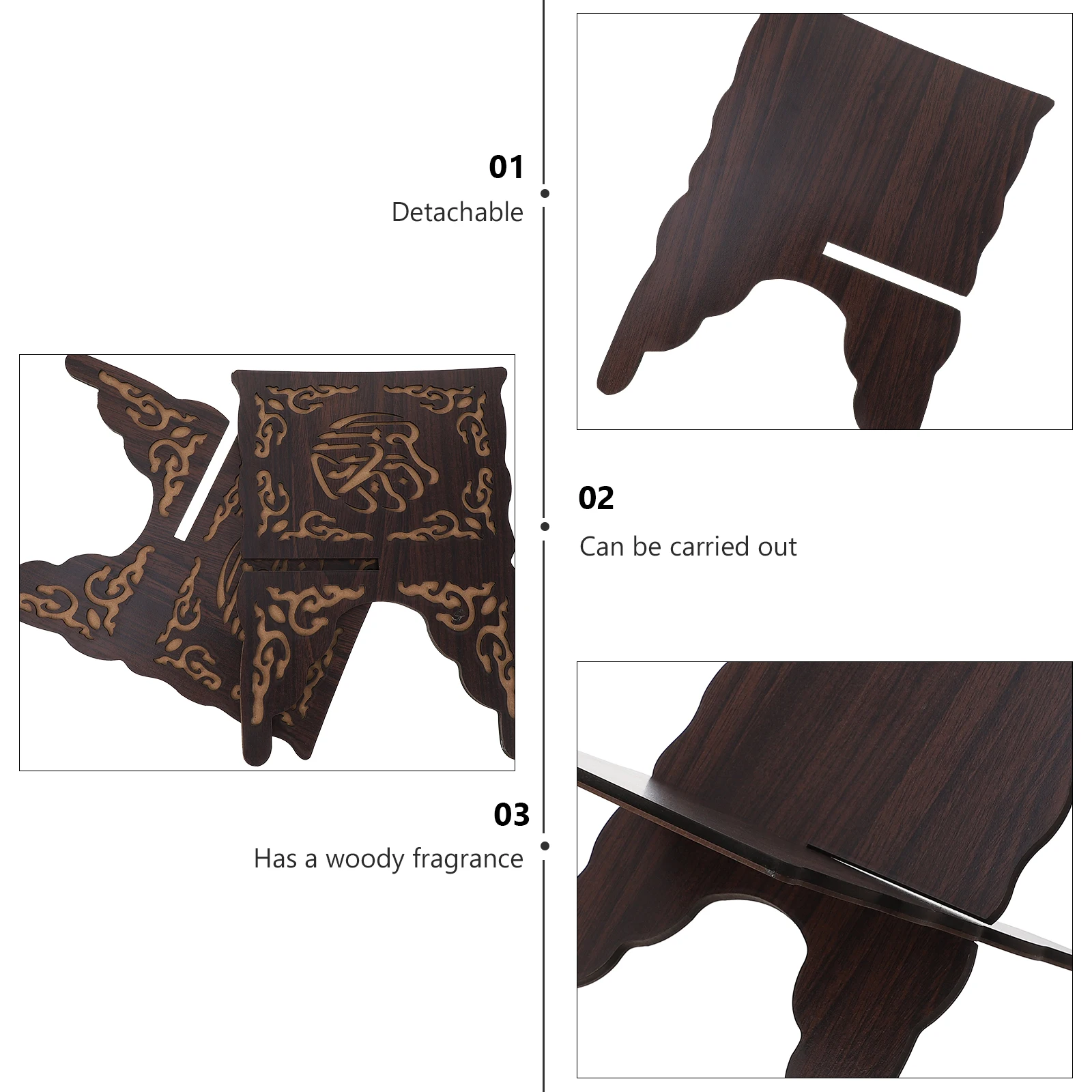 Wooden Carved Book Stands Quran Holders Islamic Racks Display Shelves Bookends Desk Accessories ganizers Vintage Wooden Look Detachable