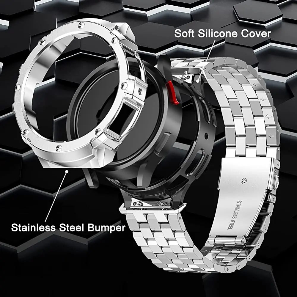 

Stainless Steel case+Strap For Samsung Galaxy Watch 5 Pro 45mm metal Bumper Cover Bracelet galaxy watch5 pro 45 mm Leather Band