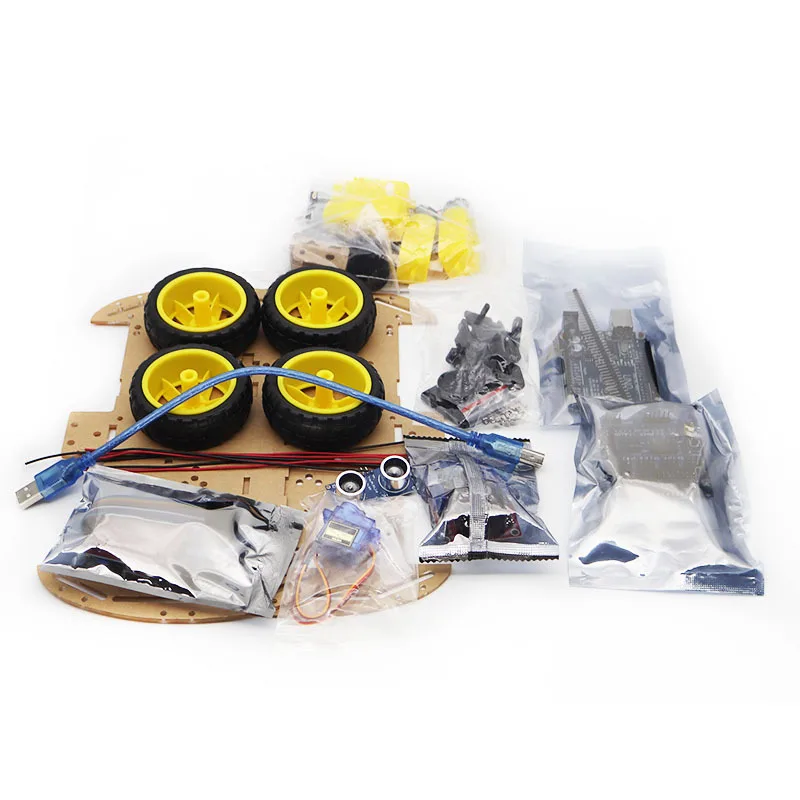 FTVOGUE Smart Robot Car Chassis Kit, DIY Robot Car Kit, Voor Kinderen Tieners, Gereedschapssets, Obstakelvermijding, Ultrasoon Sensormodule, Lampgroepmodule