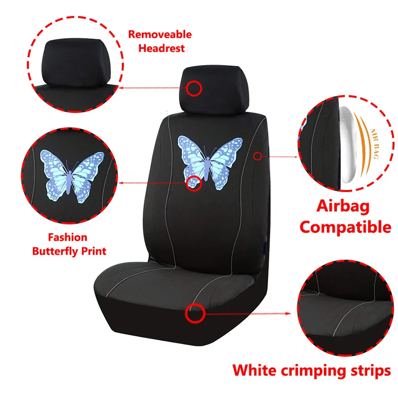 Butterfly Print Car Seat Covers, Universal Fit Car Seat Covers For