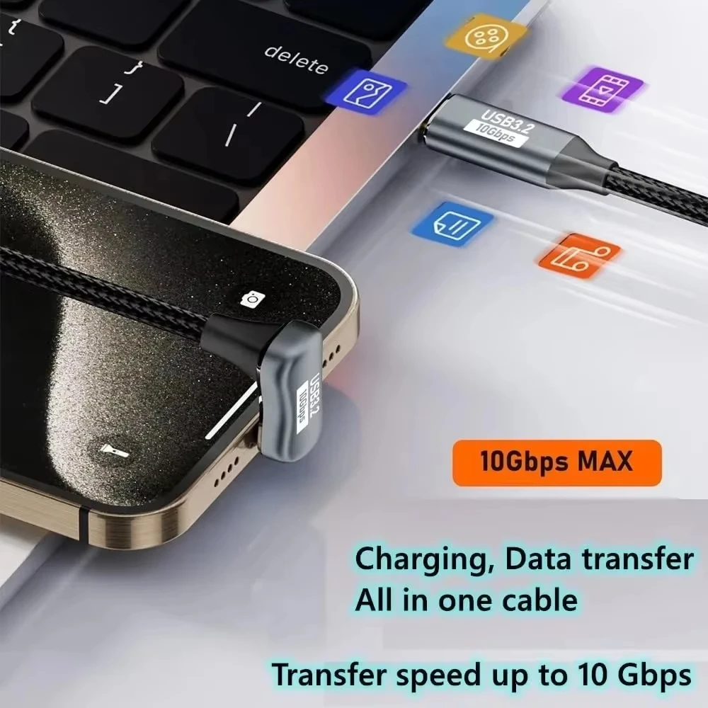 High-Speed U-Shape USB-C to USB-C Cable with 100W Power Delivery