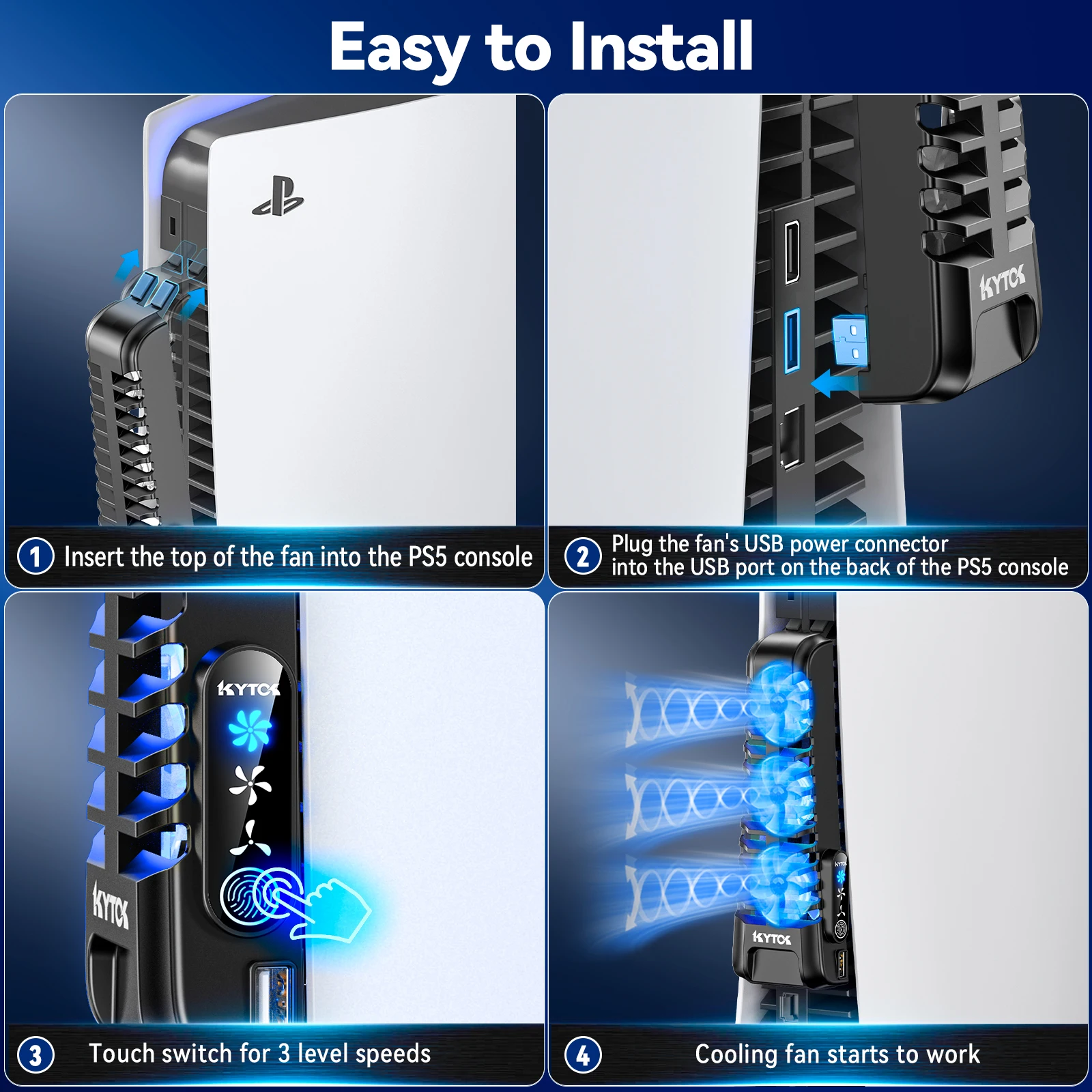 PS5 Cooling Fan For PS5 Console Cooling Fans Upgraded PS5 Quiet Cooler Fan With LED Light USB 2.0 Hubs For Sony Playstation 5 Console