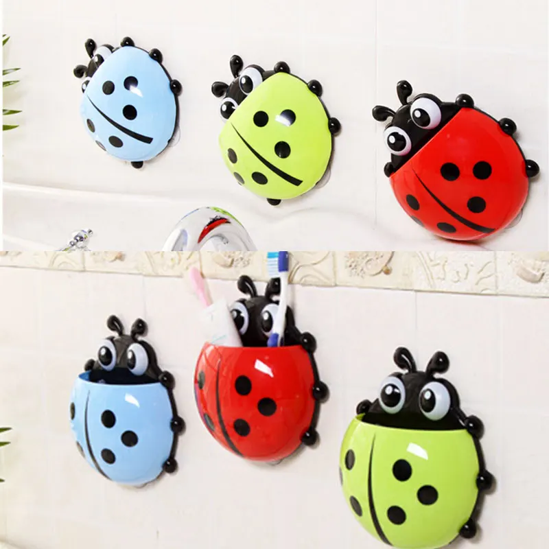 Cute Ladybird Beetle Toothbrush Toothpaste Holder Storage Rack Bathroom Shelves bathroom accessories Держатель зубной щетки 1 PC